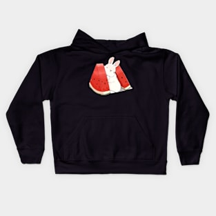 Adorable bunny hugging watermelons Kids Hoodie